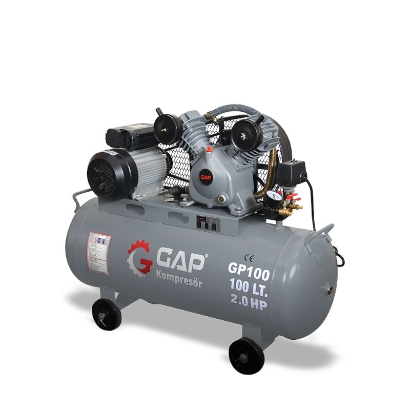 GAP 100 Lt 2 Kafa 8 Bar 2 Hp Pistonlu Hava Kompresörü