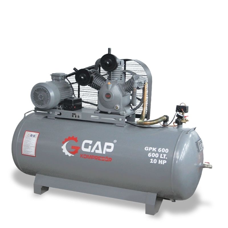 GAP 600 Lt 3 Kafa 12 Bar 10 Hp Pistonlu Hava Kompresörü