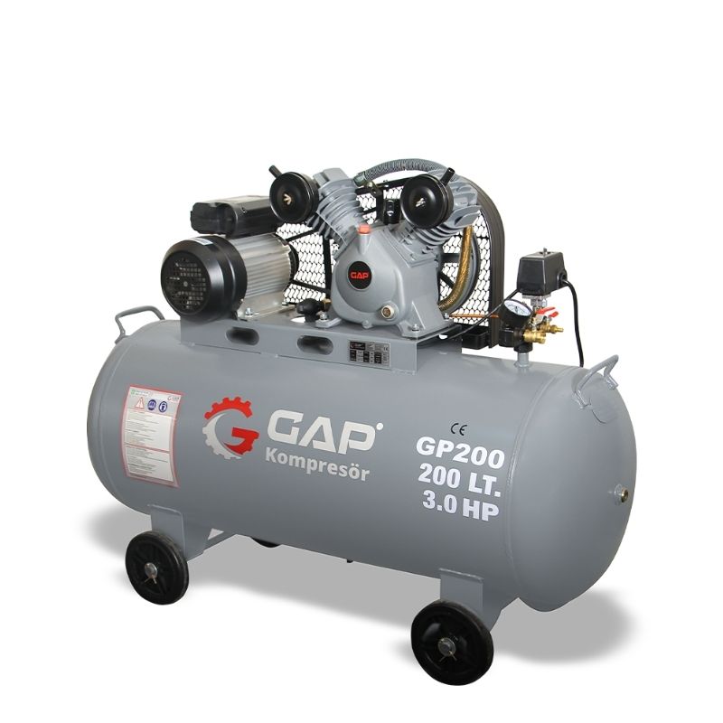 GAP 200 Lt 2 Kafa 8 Bar 3 Hp Pistonlu Hava Kompresörü