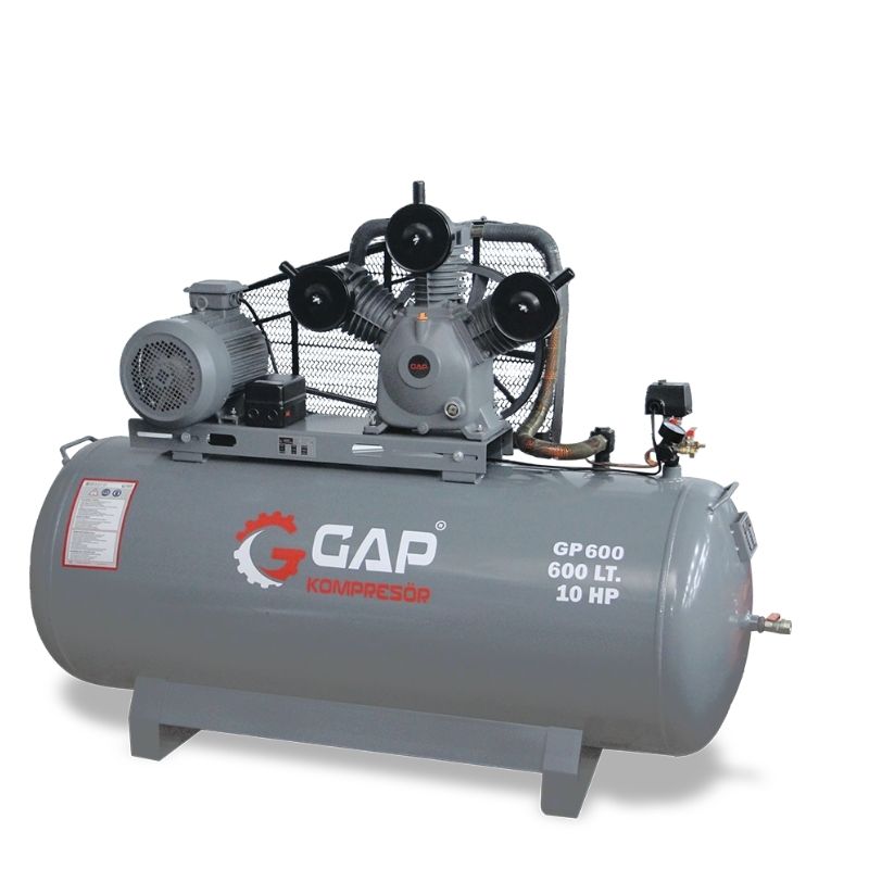 GAP 600 Lt 3 Kafa 8 Bar 10 Hp Pistonlu Hava Kompresörü