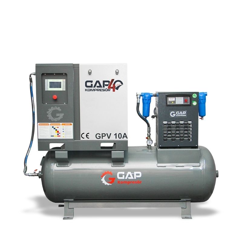 GAP 10 Hp 500 Lt Depo Üstü Vidalı Hava Kompresörü