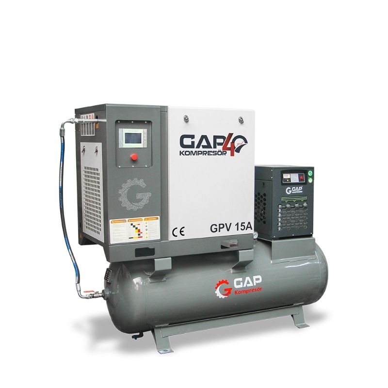 GAP 15 Hp 500 Lt Depo Üstü Vidalı Hava Kompresörü