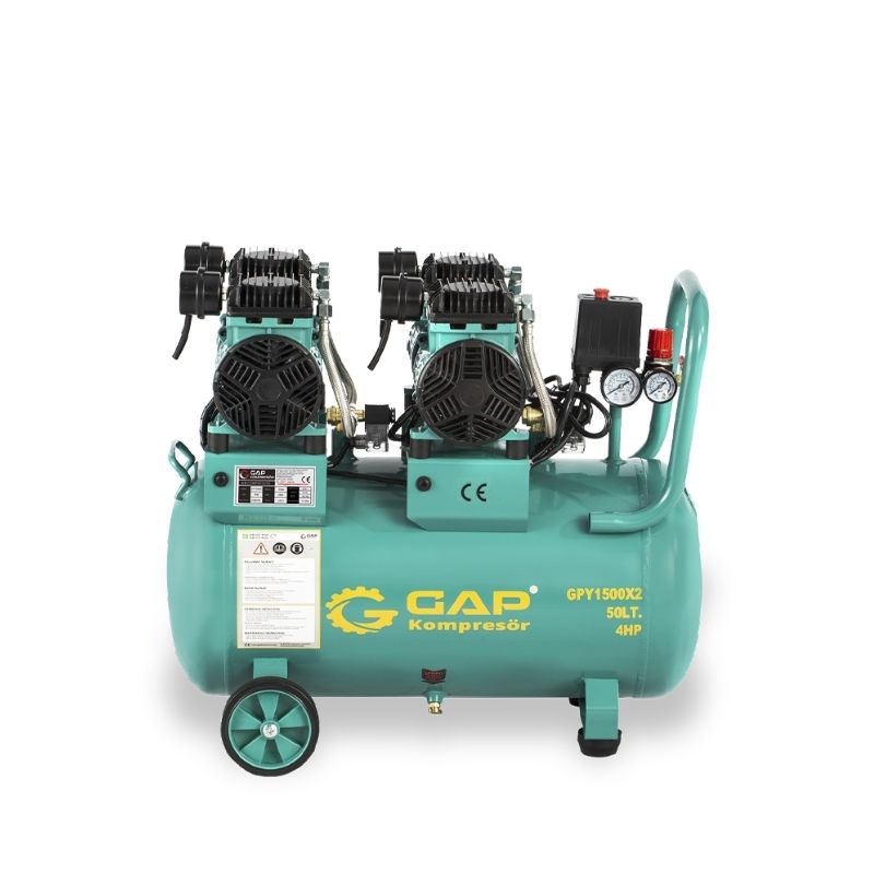 GAP 50 Lt  GPY1500X2 Yüksek Emişli Yağsız Teknoloji Hava Kompresörü