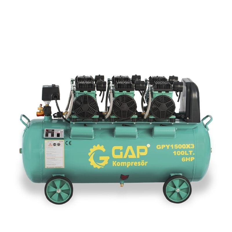 GAP 100 Lt GPY1500X3Yüksek Emişli Yağsız Teknoloji Hava Kompresörü