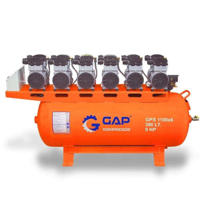GAP 300 Lt GPS1100X6 Sessiz ve Yağsız Hava Kompresörü