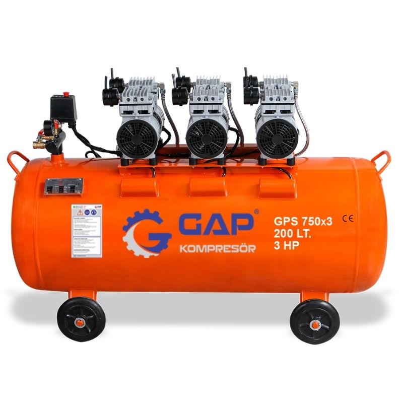 GAP 200 Lt  GPS750X3 Sessiz ve Yağsız Hava Kompresörü