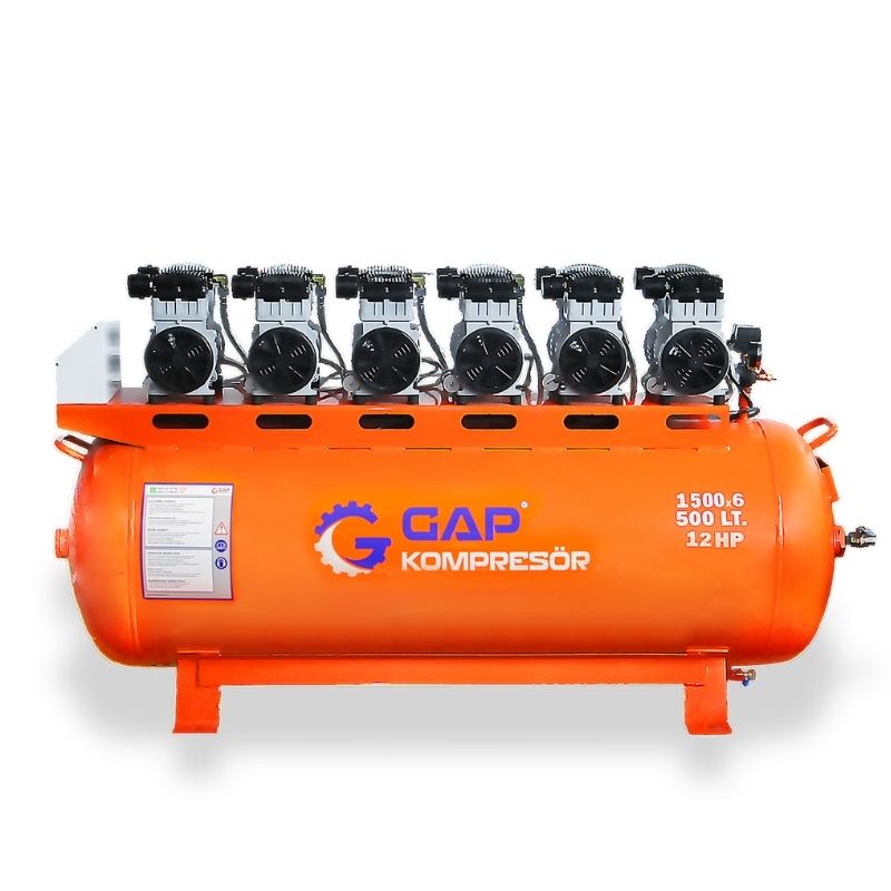 GAP 500 Lt 1500X6 Sessiz ve Yağsız Hava Kompresörü