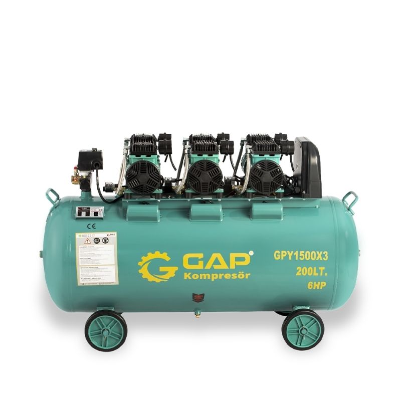 GAP 200 Lt GPY1500X3 Yüksek Emişli Yağsız Teknoloji Hava Kompresörü