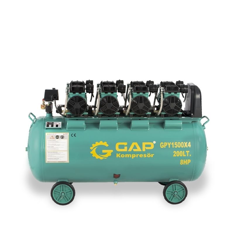 GAP 200 Lt  GPY1500X4 Yüksek Emişli Yağsız Teknoloji Hava Kompresörü
